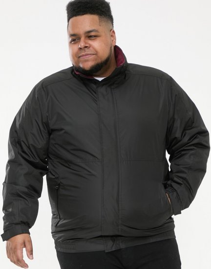 D555 Rudy Showerproof Fleece Lined Jacket With Packaway Hood - Black - Jakne - Moške bunde za Močnejše Postave