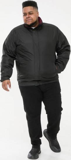 D555 Rudy Showerproof Fleece Lined Jacket With Packaway Hood - Black - Jakne - Moške bunde za Močnejše Postave