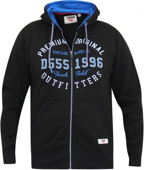 D555 LINGARD Full Zip Hoody With Original Chest Print Black - Puloverji & jopice - Moški Puloverji & Jopice za Močnejše Postave