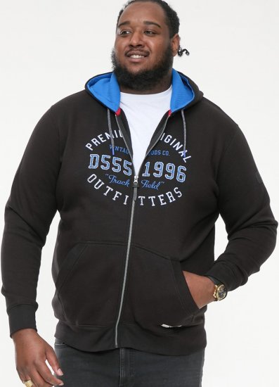 D555 LINGARD Full Zip Hoody With Original Chest Print Black - Puloverji & jopice - Moški Puloverji & Jopice za Močnejše Postave