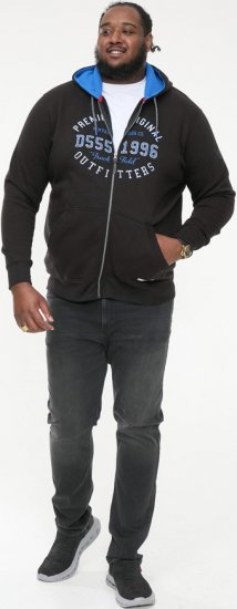 D555 LINGARD Full Zip Hoody With Original Chest Print Black - Puloverji & jopice - Moški Puloverji & Jopice za Močnejše Postave
