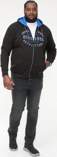 D555 LINGARD Full Zip Hoody With Original Chest Print Black - Puloverji & jopice - Moški Puloverji & Jopice za Močnejše Postave