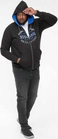 D555 LINGARD Full Zip Hoody With Original Chest Print Black - Puloverji & jopice - Moški Puloverji & Jopice za Močnejše Postave