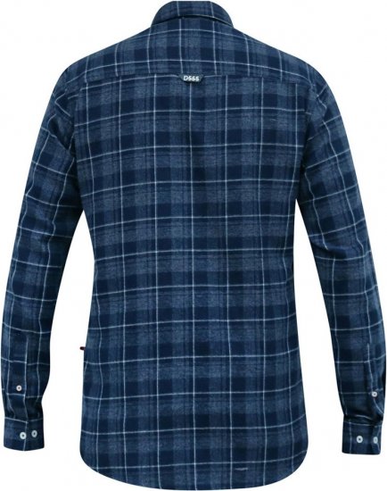 D555 SONNY Navy Check Long Sleeve Shirt With Chest Patch Pocket & Button Down Collar Navy Check - Srajce - Moške srajce za Močnejše Postave