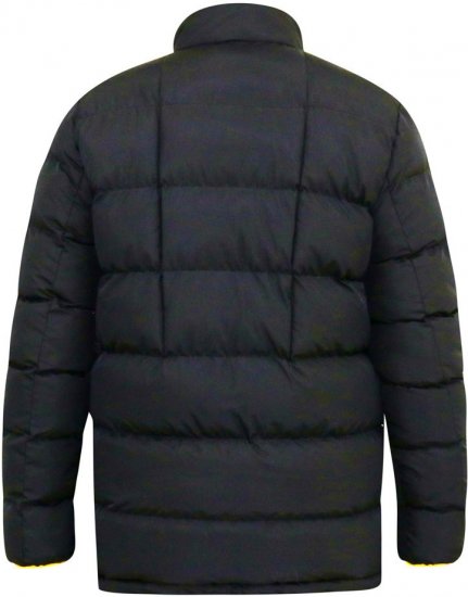 D555 CRISTIANO Puffer Jacket With Binding On Cuffs And Embroidery Badge On Sleeve Black - Jakne - Moške bunde za Močnejše Postave