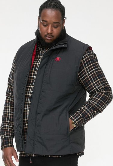 D555 FELIPE Zip Through Padded Gilet With Contrast Colour Lining And Rubber Badge Black - Jakne - Moške bunde za Močnejše Postave