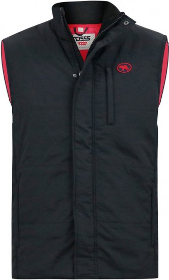 D555 FELIPE Zip Through Padded Gilet With Contrast Colour Lining And Rubber Badge Black - Jakne - Moške bunde za Močnejše Postave