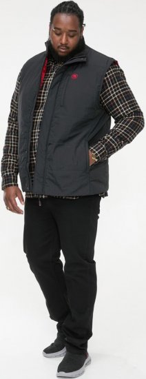 D555 FELIPE Zip Through Padded Gilet With Contrast Colour Lining And Rubber Badge Black - Jakne - Moške bunde za Močnejše Postave