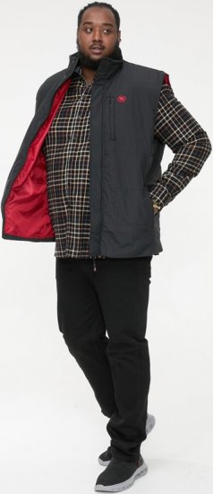 D555 FELIPE Zip Through Padded Gilet With Contrast Colour Lining And Rubber Badge Black - Jakne - Moške bunde za Močnejše Postave