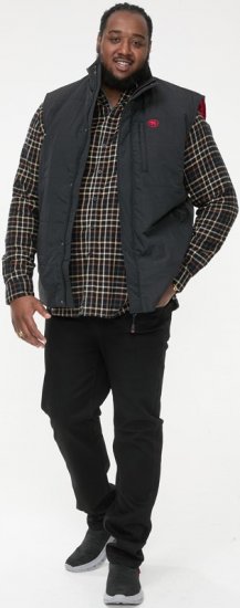 D555 FELIPE Zip Through Padded Gilet With Contrast Colour Lining And Rubber Badge Black - Jakne - Moške bunde za Močnejše Postave