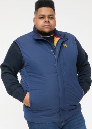 D555 FELIPE Zip Through Padded Gilet With Contrast Colour Lining And Rubber Badge Navy - Jakne - Moške bunde za Močnejše Postave