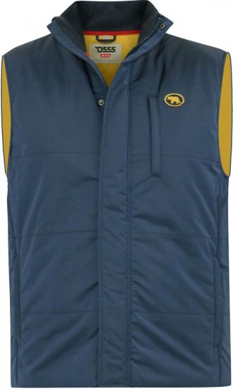 D555 FELIPE Zip Through Padded Gilet With Contrast Colour Lining And Rubber Badge Navy - Jakne - Moške bunde za Močnejše Postave