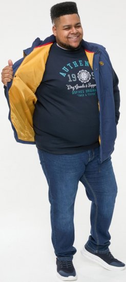 D555 FELIPE Zip Through Padded Gilet With Contrast Colour Lining And Rubber Badge Navy - Jakne - Moške bunde za Močnejše Postave