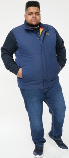 D555 FELIPE Zip Through Padded Gilet With Contrast Colour Lining And Rubber Badge Navy - Jakne - Moške bunde za Močnejše Postave