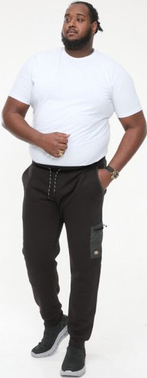 D555 COTGRAVE Couture Elasticated Waistband Jogger With Woven Fabric Trim Black - Trenirke & kratke trenirke - Moške Trenirke za Močnejše Postave