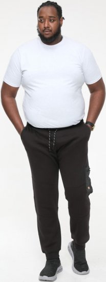 D555 COTGRAVE Couture Elasticated Waistband Jogger With Woven Fabric Trim Black - Trenirke & kratke trenirke - Moške Trenirke za Močnejše Postave