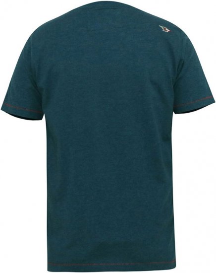 D555 NEAL Skull With Flames Printed Crew Neck T-Shirt Navy/Blue Twist - Kratke Majice - Moške kratke majice za močnejše postave