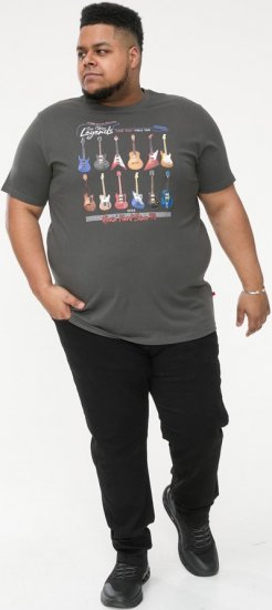 D555 JAIDEN Legends Guitar Printed Crew Neck T-Shirt Khaki - Kratke Majice - Moške kratke majice za močnejše postave