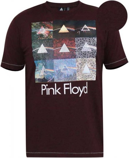 D555 DIVISION Official Pink Floyd Printed T-Shirt Burgundy - Kratke Majice - Moške kratke majice za močnejše postave