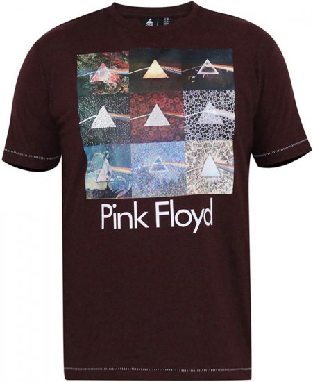 D555 DIVISION Official Pink Floyd Printed T-Shirt Burgundy - Kratke Majice - Moške kratke majice za močnejše postave
