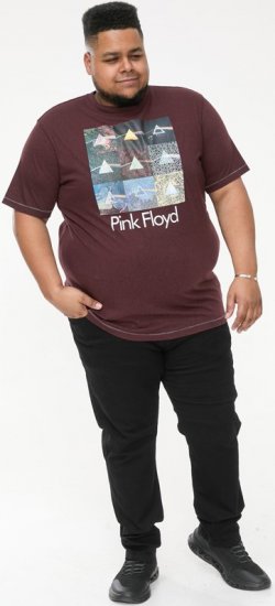 D555 DIVISION Official Pink Floyd Printed T-Shirt Burgundy - Kratke Majice - Moške kratke majice za močnejše postave