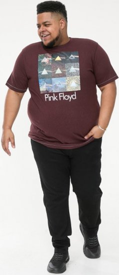 D555 DIVISION Official Pink Floyd Printed T-Shirt Burgundy - Kratke Majice - Moške kratke majice za močnejše postave