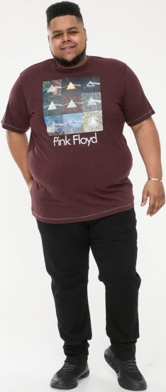 D555 DIVISION Official Pink Floyd Printed T-Shirt Burgundy - Kratke Majice - Moške kratke majice za močnejše postave