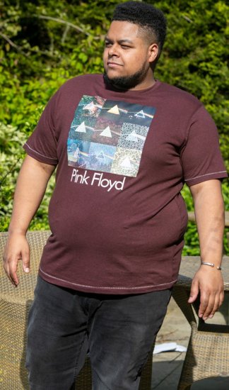 D555 DIVISION Official Pink Floyd Printed T-Shirt Burgundy - Kratke Majice - Moške kratke majice za močnejše postave