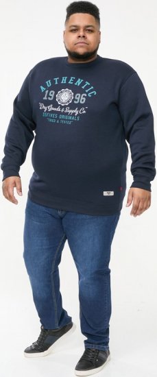 D555 KEYWORTH Authentic Printed Crew Neck Sweatshirt Navy - Puloverji & jopice - Moški Puloverji & Jopice za Močnejše Postave