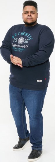 D555 KEYWORTH Authentic Printed Crew Neck Sweatshirt Navy - Puloverji & jopice - Moški Puloverji & Jopice za Močnejše Postave