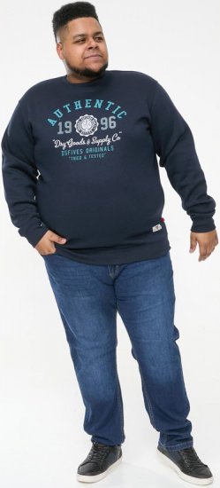 D555 KEYWORTH Authentic Printed Crew Neck Sweatshirt Navy - Puloverji & jopice - Moški Puloverji & Jopice za Močnejše Postave