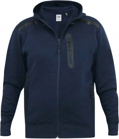 D555 GABRIEL Couture Zip Through Hoody With Reversible Zips Navy - Puloverji & jopice - Moški Puloverji & Jopice za Močnejše Postave