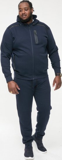 D555 GABRIEL Couture Zip Through Hoody With Reversible Zips Navy - Puloverji & jopice - Moški Puloverji & Jopice za Močnejše Postave