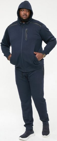 D555 GABRIEL Couture Zip Through Hoody With Reversible Zips Navy - Puloverji & jopice - Moški Puloverji & Jopice za Močnejše Postave