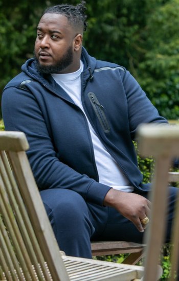 D555 GABRIEL Couture Zip Through Hoody With Reversible Zips Navy - Puloverji & jopice - Moški Puloverji & Jopice za Močnejše Postave