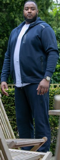 D555 GABRIEL Couture Zip Through Hoody With Reversible Zips Navy - Puloverji & jopice - Moški Puloverji & Jopice za Močnejše Postave