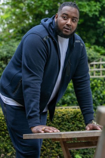 D555 GABRIEL Couture Zip Through Hoody With Reversible Zips Navy - Puloverji & jopice - Moški Puloverji & Jopice za Močnejše Postave