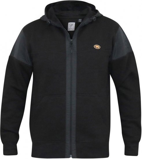 D555 DEAN Couture Zip Through Hoody With Woven Contrast Fabric Trim Black - Puloverji & jopice - Moški Puloverji & Jopice za Močnejše Postave