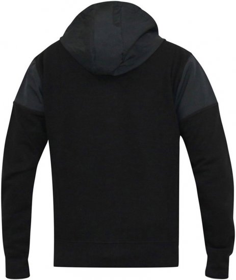 D555 DEAN Couture Zip Through Hoody With Woven Contrast Fabric Trim Black - Puloverji & jopice - Moški Puloverji & Jopice za Močnejše Postave