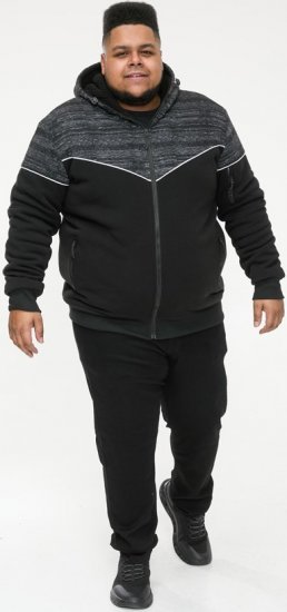 D555 HENNESSEY Zip Through Hoody With Sherpa Lining Black - Puloverji & jopice - Moški Puloverji & Jopice za Močnejše Postave