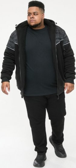 D555 HENNESSEY Zip Through Hoody With Sherpa Lining Black - Puloverji & jopice - Moški Puloverji & Jopice za Močnejše Postave