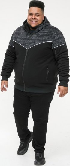 D555 HENNESSEY Zip Through Hoody With Sherpa Lining Black - Puloverji & jopice - Moški Puloverji & Jopice za Močnejše Postave