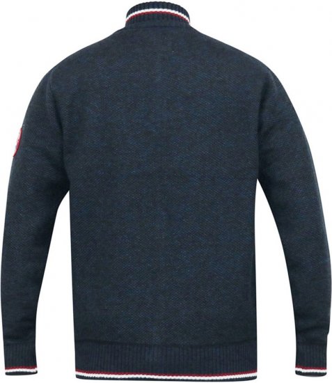 D555 ABERDARE Knitted Zip Through Sweater With Bonded Check Lining Navy Marl - Puloverji & jopice - Moški Puloverji & Jopice za Močnejše Postave
