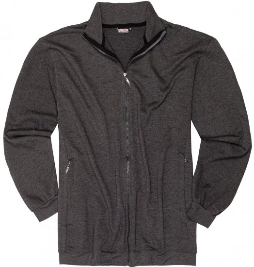 Adamo Athen Sweat Jacket with Full Zipper Charcoal - Puloverji & jopice - Moški Puloverji & Jopice za Močnejše Postave