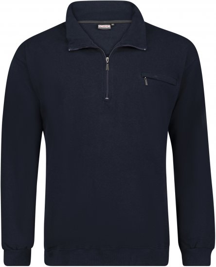 Adamo Athen Sweatshirt Half Zipper Navy - Puloverji & jopice - Moški Puloverji & Jopice za Močnejše Postave