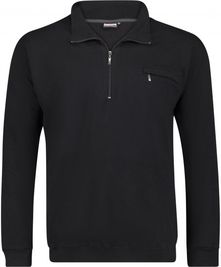 Adamo Athen Sweatshirt Half Zipper Black - Puloverji & jopice - Moški Puloverji & Jopice za Močnejše Postave