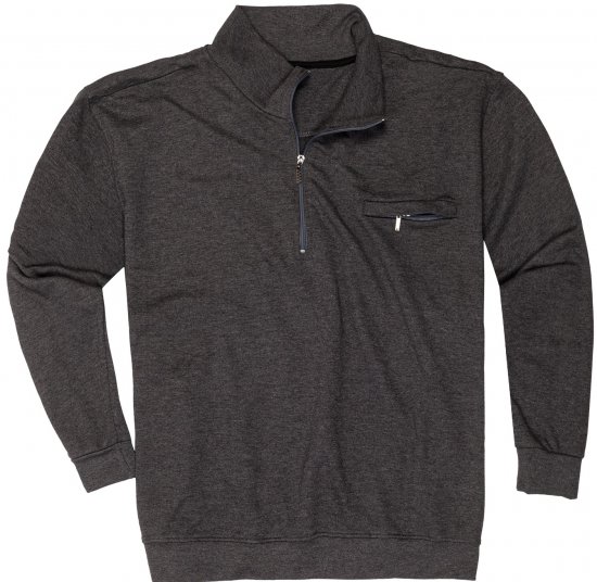 Adamo Athen Sweatshirt Half Zipper Charocal - Puloverji & jopice - Moški Puloverji & Jopice za Močnejše Postave