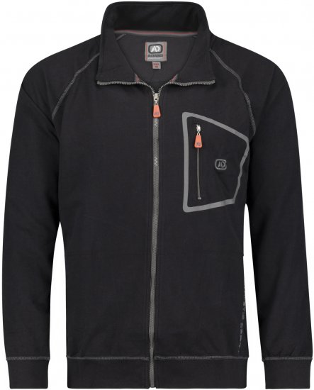 Adamo Manuel Sweatshirt with Zipper Black - Puloverji & jopice - Moški Puloverji & Jopice za Močnejše Postave