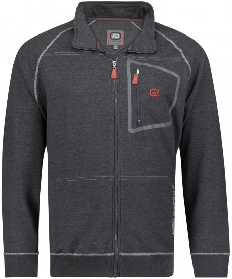 Adamo Manuel Sweatshirt with Zipper Charcoal - Puloverji & jopice - Moški Puloverji & Jopice za Močnejše Postave