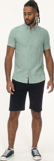 D555 Falmouth 2 Linen Mix Short Sleeve Shirt With Button Down Mint - Srajce - Moške srajce za Močnejše Postave